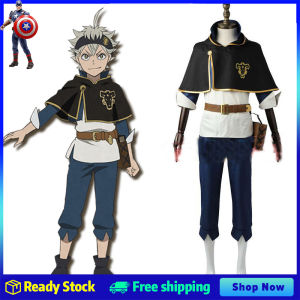 Anime Black Clover Asta Cosplay Costume Set for Men Women Halloween Cloak and Headband