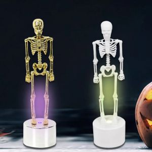 Skeleton Figurine Set - Full Body & Skull Collectibles with LED Light Gothic Desktop Decor for Office Living Room & Bedroom