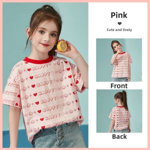 Ask Junior | Heart Pattern Short Sleeve Girls Tee