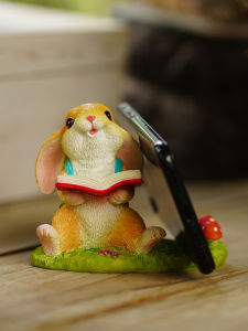 Cute Cartoon Rabbit Phone Stand Office Desktop Decoration Lazy Persons TV Series Watching Tool Gift Small Ornament Animal Resin
