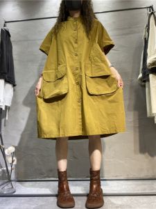 Fat Sister K-style Loose Casual Dress 2023 Summer plus Size Womens Clothes Elegant A- line Skirt Short-Sleeved Shirt Dress