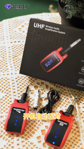 RICHMENT Wireless Guitar System UHF Wireless Guitar Transmitter Receiver 164Feet Range with HD LED Screen for Electric Guitar Bass Musical Instruments