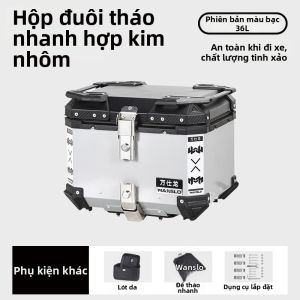 WANSLO | Hộp Đựng Phía Sau Chống Nước Mở Nhanh Nhôm Cho Xe Máy & Tăng Scooter