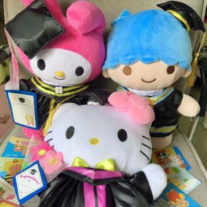 Sanrio Graduation Plush Toys Kawaii Hello Kitty My Melody Room Decor Kuromi Plushie Cinnamoroll Doll Kawaii Soft Stuffed Graduation Gifts