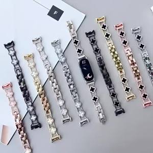 Kim Cương Dây Kim Loại Vòng Tay Dây Đeo Cho Xiaomi Mi Band 1-9 Pro Trang Sức Inox Nữ Đồng Hồ Thông Minh Smartwatch Dây Đeo Tay Thay Thế