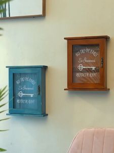 【COD+Local Delivery】Vintage Style Wooden Key Storage Hanging Hooks Key Box Home Decor Key Holder Wall Mounted Box Entrance decoration crafts