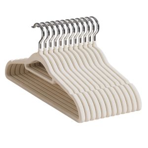 Clothes Hanger Flocking Clothes Drying Rack No Trace Shoulder Protection Space Saving Storage Organizer for Adult European Style Solid Color