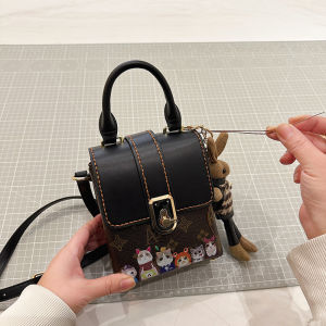 Handcrafted Bucket Bag DIY Material Kit Single Shoulder Crossbody Fashionable High-End Womens Bag Lock Buckle Closure Pure Color