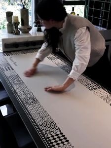 Taplak Meja Makan Bahan Kulit Anti Slip/Alas Meja Kerja/RuangTamu/Meeting/Taplak Meja Makan Aesthetic Anti Air