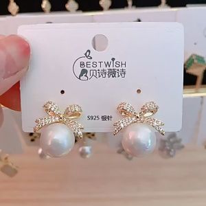 Bông tai ngọc trai nơ phối đá xu hướng mới đi biển - earrings for women bong tai bông tai nữ hàn quốc đi tiệc phụ kiện nữ bông tai cute giá rẻ khuyên tai dài CN443 bông tai nữ ngầu BSTKN - [NaLa Shop]