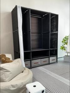 Curtain Wardrobe With Dust Proof Diaphragm Multifunctional Curtain Clothes Rack Simple Wardrobe Dormitory Bedroom Rental House Clothes Storage Rack 衣柜