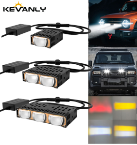 KEVANLY | 1 Pair Car Grille LED White Yellow Strobe Headlight Bumper Fog Lamps Projector Lens Mini Driving Light Auxiliary Lights 12-24V