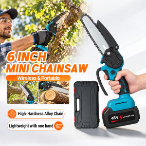 6 Inch Electric Cordless Mini Chainsaw 6000mAh Lithium Battery Powered High-Hardness Alloy Chain Mini Gergaji rantai with Baffle Protection & Safety Lock Trigger 电动无线迷你锂电锯