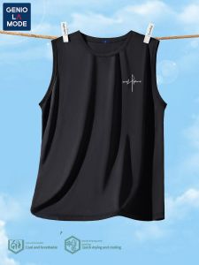 Genio Lamode Art English Vest Mens Summer Thin Mesh Breathable Sleeveless Tank Top Polyester Fiber Quick Dry Casual Style