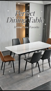 👍HF Dining Table (Free Delivery and install)Type 501 Sintered Stone Table Rectangular Dining Table Set