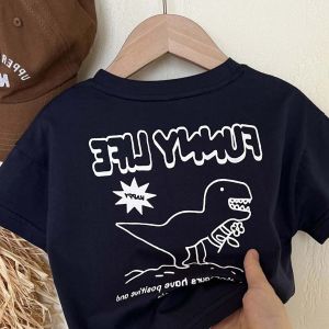 Áo Thun Dino in Họa Tiết Mùa Hè Cho Bé Trai Tay Ngắn Mặc Ngoài Trời Thời Trang Trẻ Em Phong Cách Hàn Quốc Thoáng Khí Cotton 95%