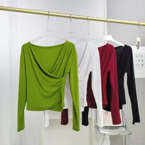 Slim Fit Yoga T-Shirt Long Sleeve V-Neck Pilates Fitness Sportswear Breathable Moisture Wicking Quick Dry Womens Clothing