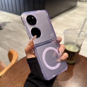 CHUANGYIWEI | Magnetically Charged Folding Screen Protective Case for Huawei Pocket Simple Anti-Drop Uncommon Flap Design with Dual-Sided Violet Transparent Look