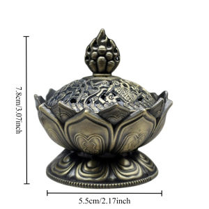 Vintage Copper Lotus Incense Burner Eight Treasures Zinc Alloy Aromatherapy Burner Sandalwood Incense Stove