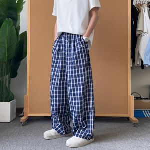 Quần Dài Kẻ Caro Dáng Rộng Ống Đứng Mỏng Mùa Hè 2025 Quần Dài Nam Thường Ngày Thoáng Khí Thoải Mái Vải Polyester