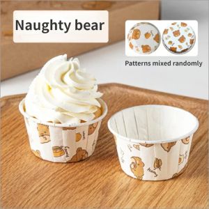 125PCS Bear Muffin Cupcake Paper Cups Cupcake Liner Baking Muffin Box Cup Case Party Tray Cake Decorating Tools CapsulasCupcakes