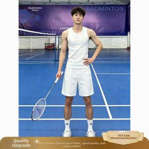 ZHUOCAN | Summer American Retro White Denim Shorts Mens Badminton 4th Length