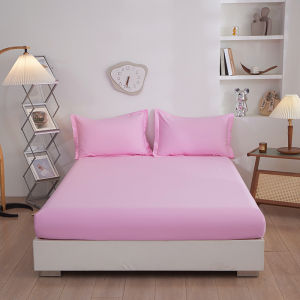 100% Cotton Dustproof Non-slip Bed Canopy Single Piece Pure Color Bed Cover Protective Mattress Cover for Double Bed