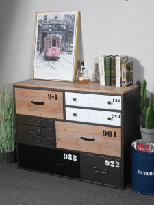 Modern Industrial Style Tea and Wine Cabinet American Style Retro Sideboard Restaurant Iron Cabinet Creative Multifunctional Minimalist