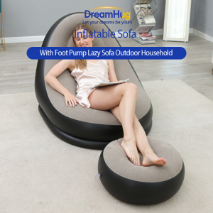 DreamHug Inflatable Sofa With Foot Pump Lazy Sofa Outdoor Household Convenient Air Cushion Sofa Adult Camping Air Sofa
