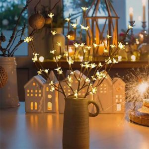 1pc 20 LED Cherry Blossom Tree Landscape Lights Wedding Birthday Valentines Day Holiday Party Indoor Outdoor Warm White