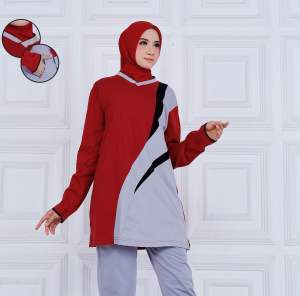 seragam senam wanita muslim atasan tunik/kaos olahraga muslimah