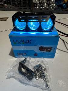 LAMPU TEMBAK SQL 3 MATA MINI HJG FULL ALUMINIUM DEVIL EYE DC 9-80 V MOTOR MOBIL BUS TRUK