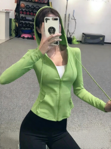 Hooded Zip-Up Slim Fit Womens Exercise Jacket