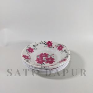 (6 pcs / 1 lusin) - DS6 Piring Tatakan Gelas Melamine Motif Bunga 6 inch / 15 cm Tatakan Gelas Melamin Piring Tatakan Melamin Piring Sajian Kecil