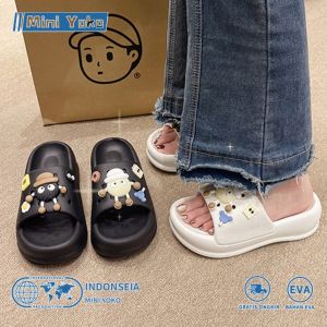 Sandal wedges spon wanita jelly terbaru 2025 tebal empuk Sendal platform wanita lucu karet empuk EVA