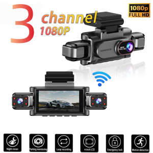 Wireless WiFi 3/4CH 360° Panoramic Dash Cam 1080P+720P Multi-Lens Recording G-Sensor Video Lock