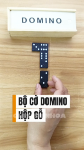 Bộ Đồ Chơi Cờ Domino Đen Có Hộp Gỗ Đựng Cờ Tiện Dụng
