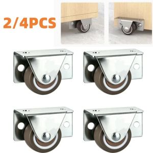 2/4PCS sidemount casters mini low-profile casters for wooden furniture under bed drawers DIY fixed rubber rollerswheels 1inch