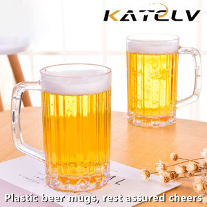 500ML Transparent Beer Mug Acrylic Plastic Unbreakable Milk Coffee Juice Water Cup Barware Drinkware for Home Party Bar Karaoke