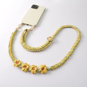 Handcrafted Bohemian Adjustable Crossbody Mobile Phone Strap Floral Daisy Buckle Creative Gift Mobile Chains Fashion Accessories