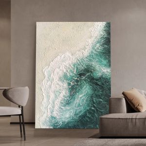 YERUI | Green Wave Minimal Beach Sandstone Texture Decorative Painting
