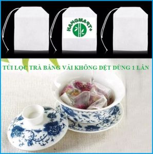 Set 50 túi lọc trà bằng vải không dệt dây rút dùng một lần cho các loại trà thơm trà thảo mộc các loại