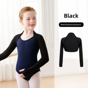 Girls Ballet Dance Outfit Long Sleeve Jacket Outerwear Top Children Performance Costume Ballet Shirt Cape for Autumn Winter