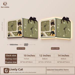 HAOJIUBUJIAN | Retro Style Cartoon Cat Double-Sided Angle Clock