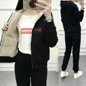 Lamb Velvet Short Coat Womens 2025 Autumn Winter New Style Hooded All-Match Fleece-Lined Open Cardigan Sweatshirt Ladies Top