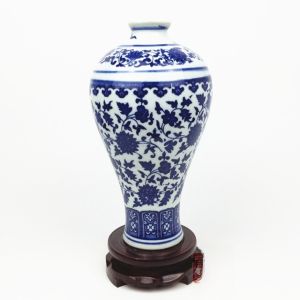 Blue And White Porcelain Flower Vase Ceramic Ancient Style Home Living Room Decorative Artwork Display Shelf Ornament