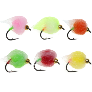 6pcs #12 Brass Bead Head Milking Egg Fly Fast Sinking Salmon Fish Roe Barb Hook Wet Flies Trout Perch Grayling Fishing Lure Bait