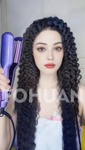 9mm Mini Hair Crimper Waver 5 Triple Barrel Ceramic Tourmaline Deep W Wave Curling Iron Wand with LED Temperature Control