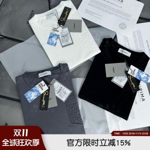 Awesome! 3D Embossed 80 Double-Sided Mercerized Pim @ Cotton Liquid Ammonia Craft Couple round Neck Casual Short Sleeve T-shirt