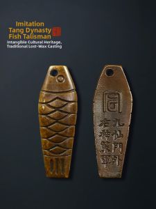 FUBIXING | Intangible Cultural Heritage Tang Style Fish Token Paperweight Ancient Bronze Replica High-End Artistic Decorative Item